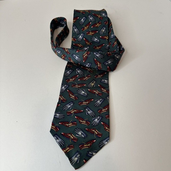 Sutter & Grant Neck Tie, Golf Themed Green/Gray/Red, Shoes & Gloves All Silk USA - Picture 6 of 9